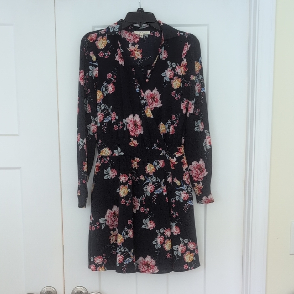 ANDREE BY UNIT Black Floral Long Sleeve Dress